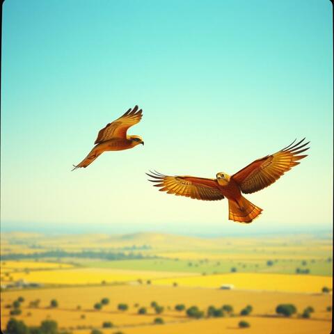 A Peregrine Falcon Battling a Hawk