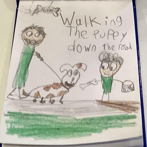 Walkng the Puppy Down the Road