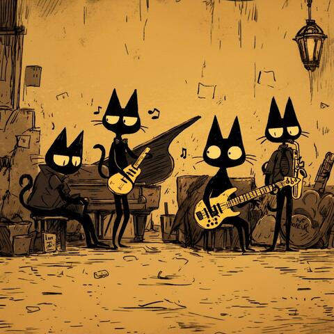 Wild Black Cats & Deep Bass Groove Night Jazz
