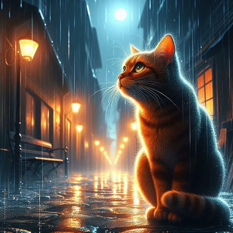 Cute Kitten in the rain