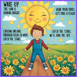 Wake up the sun is shining bright Grab your shoes let's take a flight