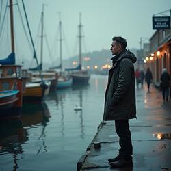 Light Rain At The Harbor