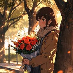 ดอกไม้ในมือเธอ