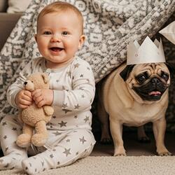 Baby And Pug