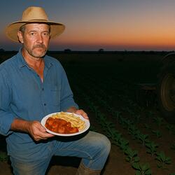 Farmer mit Wurst