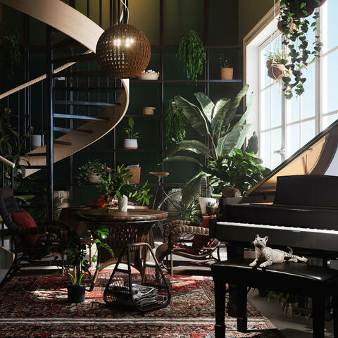 Tropical Jazz Rhythms in Greenhouse with sleepy cat music for Chill | Relax | Study