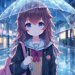 The sound of the rain plays.