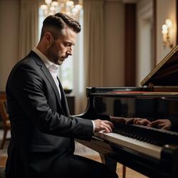 The Piano Speaks. A Solo Moment Captured