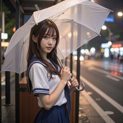 下雨天の白い傘