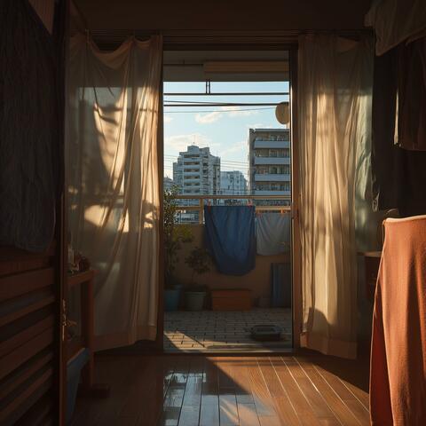 団地のベランダにて