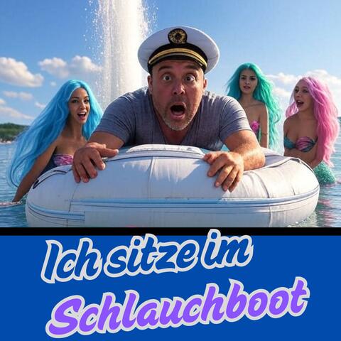 Ich sitze im Schlauchboot