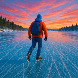 Jørgen rasker over isen