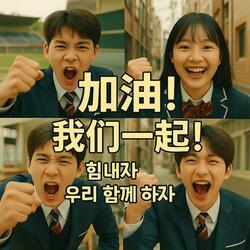 加油！我们一起！(힘내자! 우리 함께 하자!)