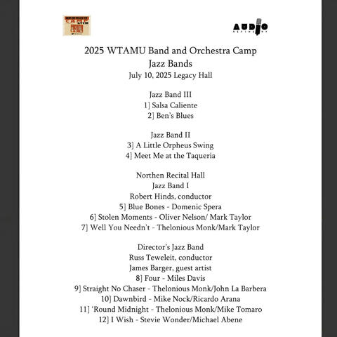 WTAMU Band Camp Jazz Bands 2025