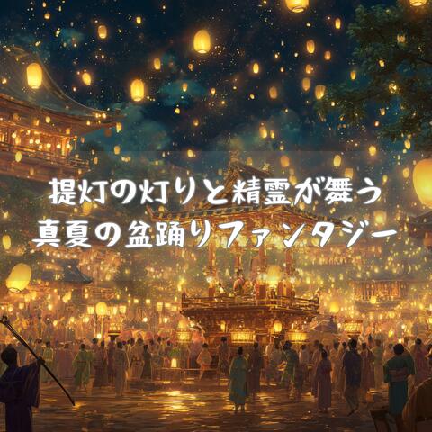 提灯の灯りと精霊が舞う真夏の盆踊りファンタジー
