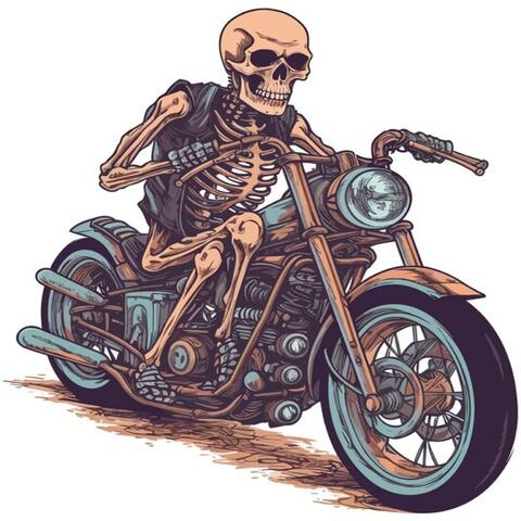 Skeleton Motorcycle Rider // Heavy Metal AI Music