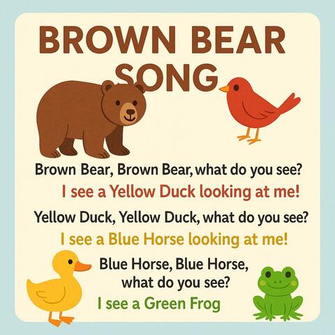 Brown Bear, Brown Bear Song for Kids | Preschool Learning Colors & Animals Music