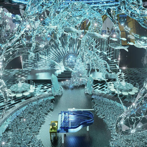 Crystal Wedding Music with Cat Magical Neon Stage and Dreamy Melodies for Special Day