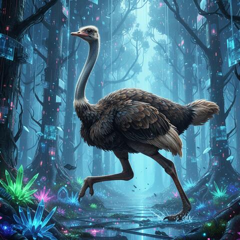 Ostrich Streaks Through a Cyber Forest