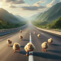 Chicks Moving Forward on the Highway