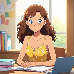 Lofi Study Girl (Cozy lofi music and rain in background)