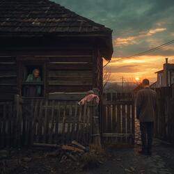 Mama la fereastră, tata la pridvor