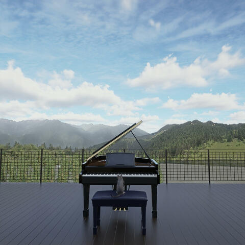 Cat Playing Piano on Forest Cabin Rooftop: A Magical Mountain Moment for Chill | Relax | Study
