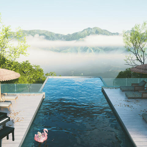 Chill Like a Pro with Jazz Music at Mountain Pool Besides the Clouds