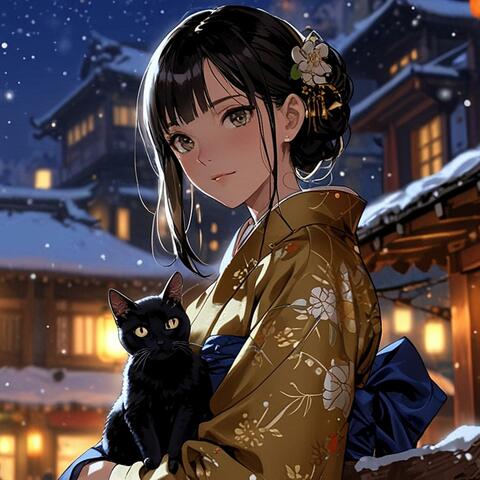 夜の路地裏と猫と星の詩