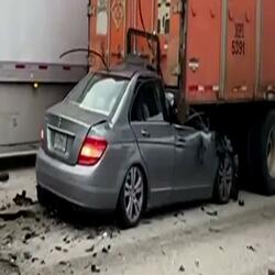 crashing right into the benz