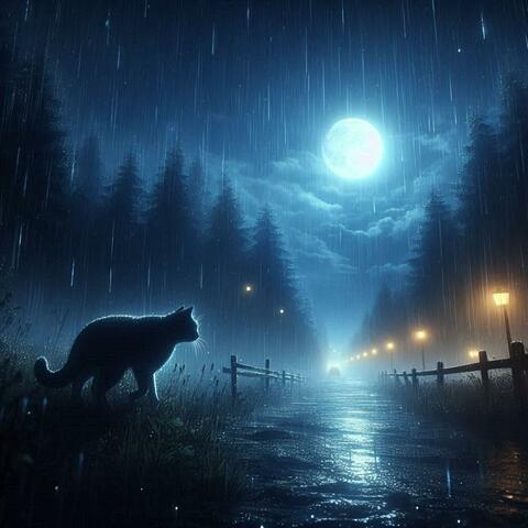 Cat under the moon