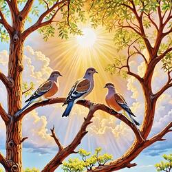 Mourning Doves Above Watching Me From The Trees