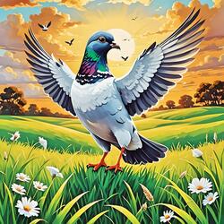 A Cheerful Pigeon Hopped Around