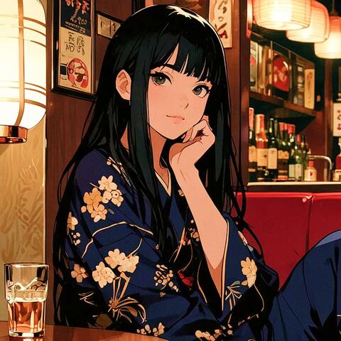 灯火に揺れるレトロな夜