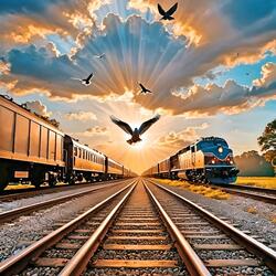 By The Train Tracks Pigeons Gather