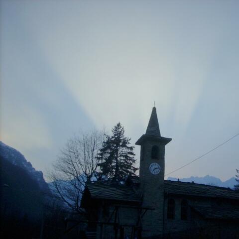 Mountain night with church bell rings
