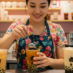 She Makes Boba Tea