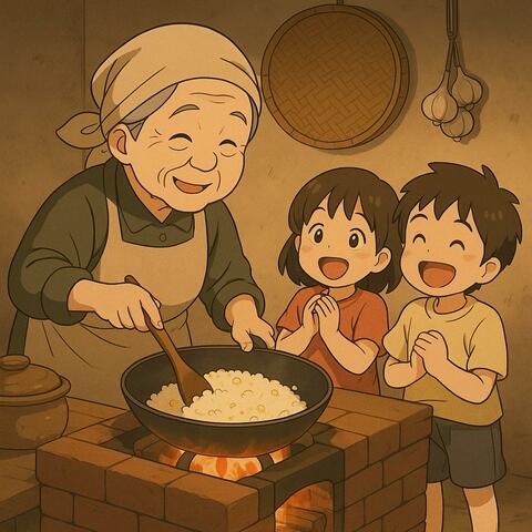 奶奶的爐灶邊 炒煮著飯