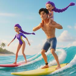 Family Surf Day Demon Hunters