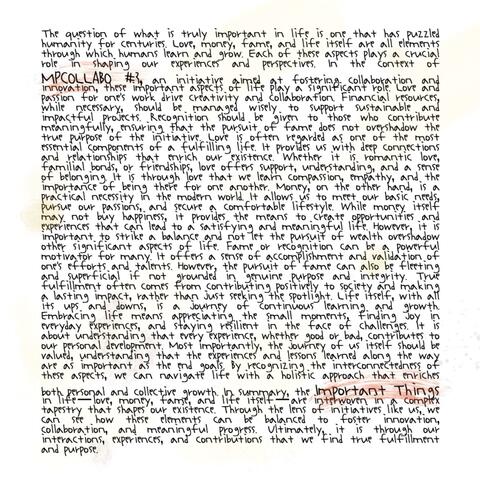 MPCOLLABO #3 : Important Things