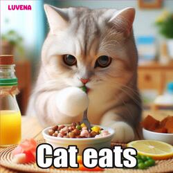 Cat eats