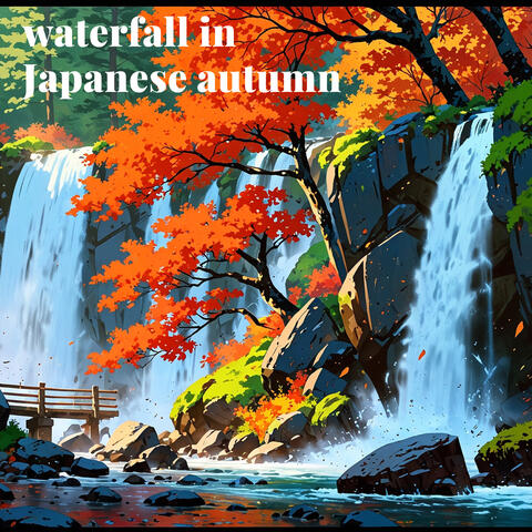 Waterfall in Japanese autumn