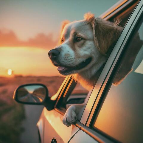 車の窓から顔を出す犬