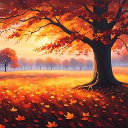 Autumn Leaves Burning Twilight