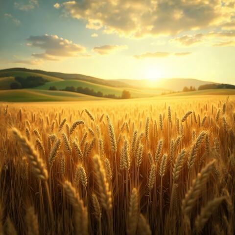 Wheat Field Under the Sunset