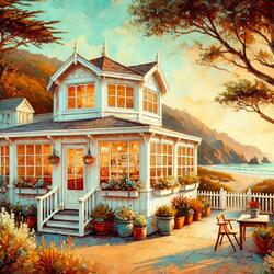 At a Cafe by the Sea