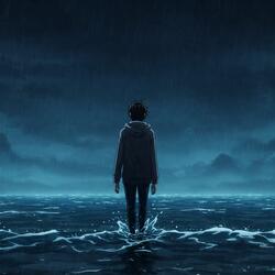 in the water
