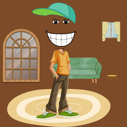 O sorriso mostra os dentes