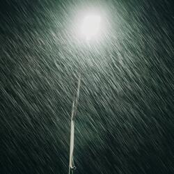 Walking slowly in the rain