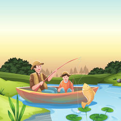 Fui pescar com meu pai.